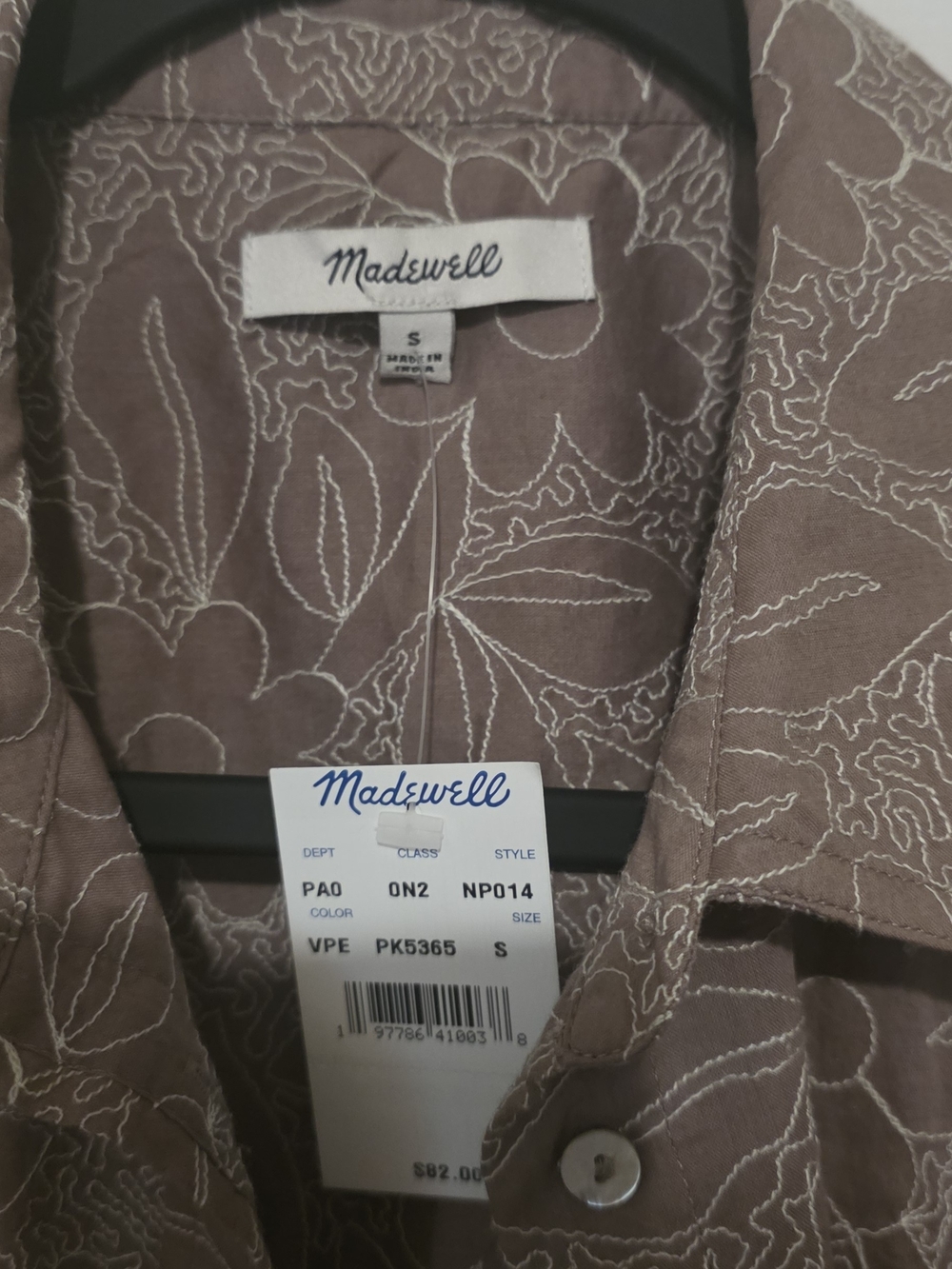 Madewell Mauve Floral Short Sleeve Button Shirt - Picture 2 of 5